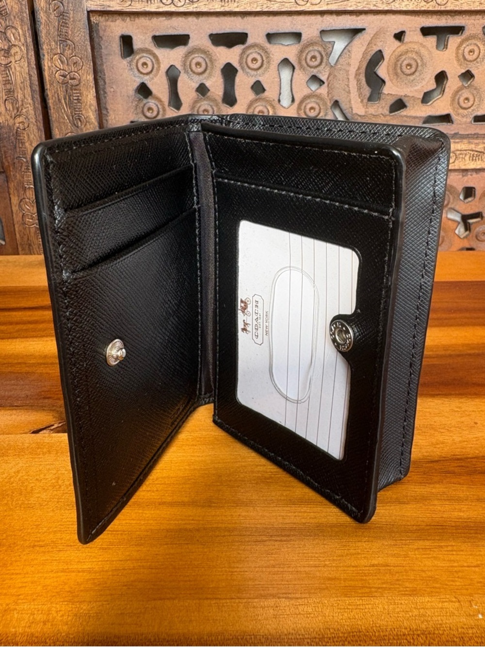 NWOT COACH Darcy Black Leather Business Card Case Wallet - Picture 3 of 8